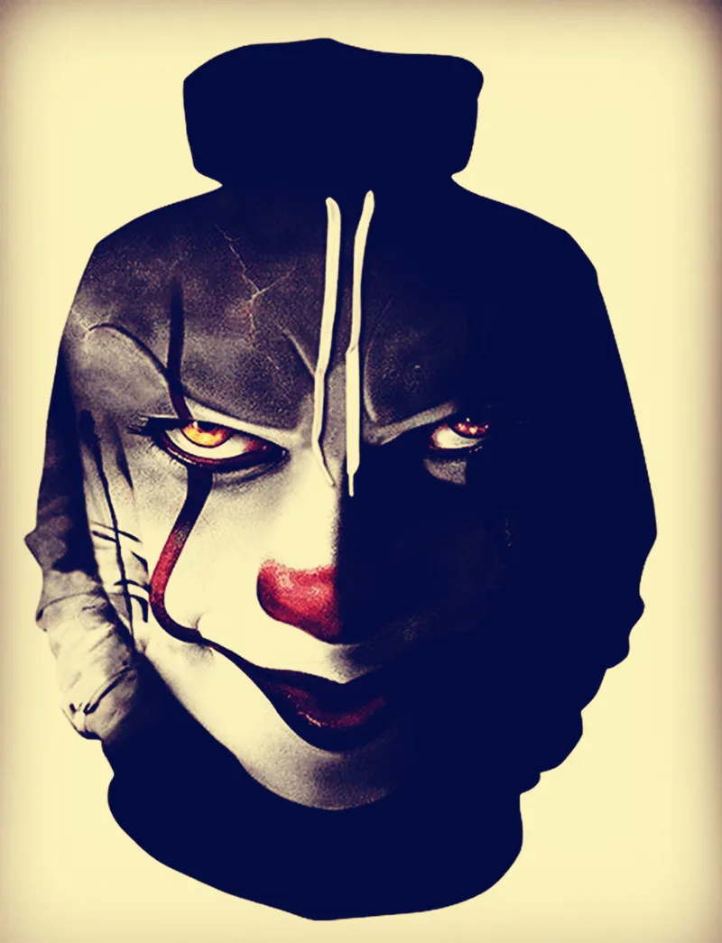 

2021 Anime Red Music Clown Joker Hoodie Men Playing cards mask hoodies sweatshirts Plus Size 3D Tie dyeing sueter masculino 6XL