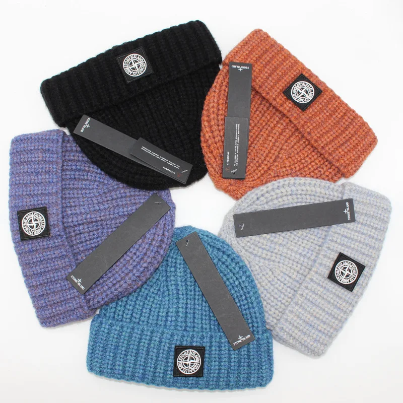 

Stone Hem Thick Thread Knitted Hat Brimless Wool Hat Men's and Women's Damp Cold Hat Warm Ski Hat Japanese Literature and Art