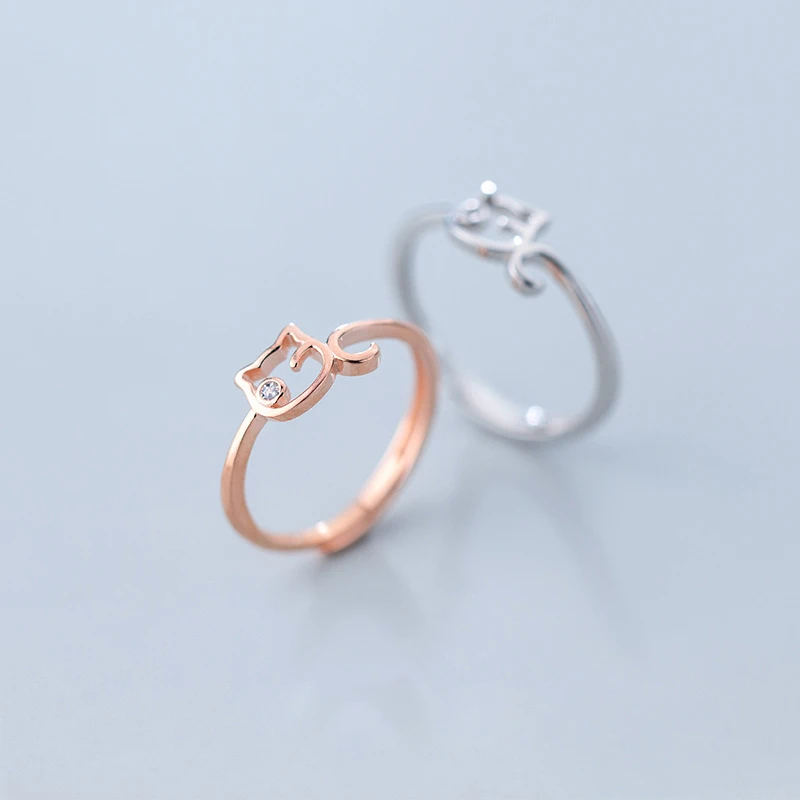 Trustdavis 100% чистое серебро 925 пробы коктейльное кольцо с милым котом размер 5 6 7 для