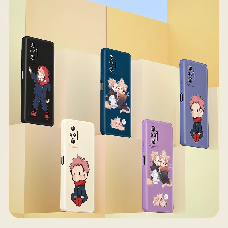 

Hot Anime Jujutsu Kaisen Yuji For Xiaomi Redmi Note 10 9 Pro Max 5G 10T 10S 9T 9S 8 7 Liquid Silicone Soft Cover Phone Case