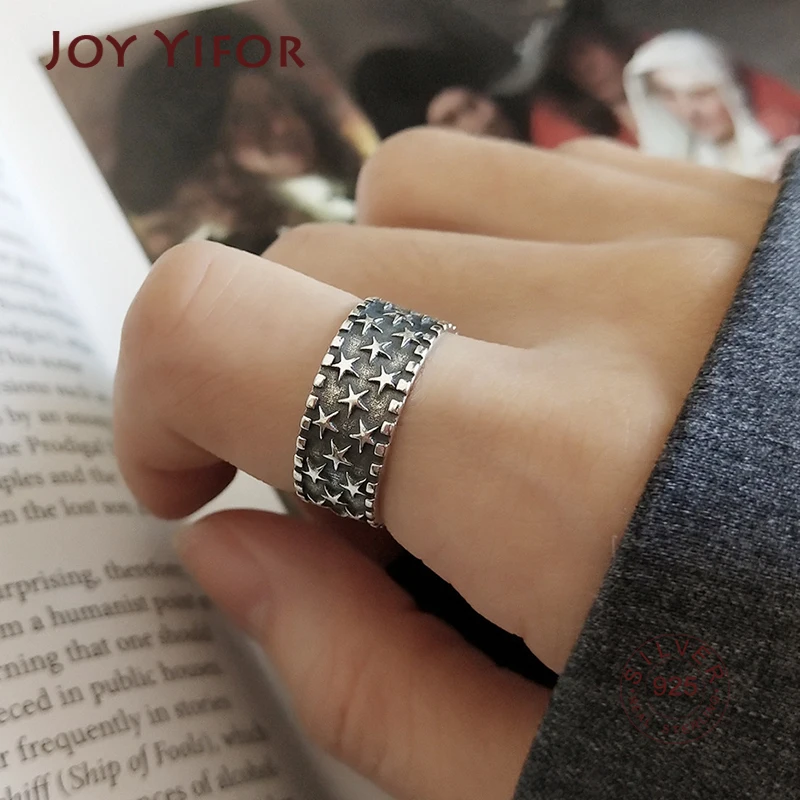 

925 Sterling Silver Couples Rings For Women Vintage Handmade Stars Thai Silver Birthday Party Jewelry Gifts Wholesale