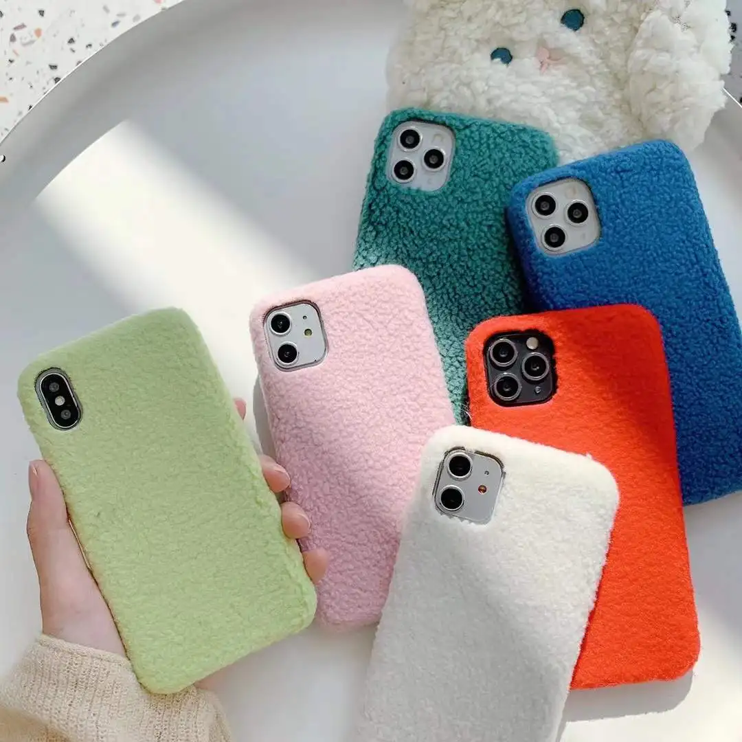 Luxury Fluffy Fur Plush Pink Shockproof TPU Mobile Phone Case for iPhone 7 Furry for iPhone 7 8 Case se 2020 se2 Pink Color