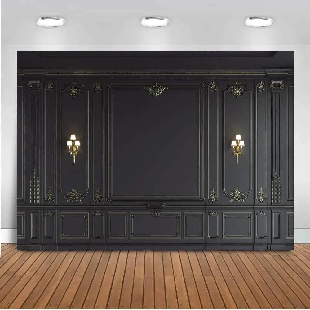 

Европейский виниловый светильник для детской портретной фотосъемки с изображением черной стены интерьера комнаты