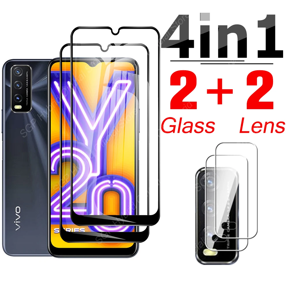 

4-in-1 Full Screen Protector Protective Glass On The For Vivo Y20 Y20i Y31 Y50 Y51 Y9s Y2 0 Y 20 31 50 Camera Lens Tempered Film