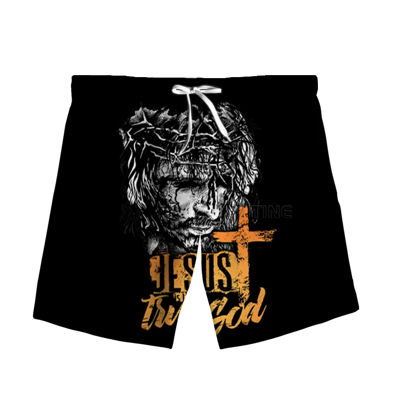 

New Fashion 3D Print Jesus Woman Men Summer Beach Loose Shorts Casual Pants Polyester P03