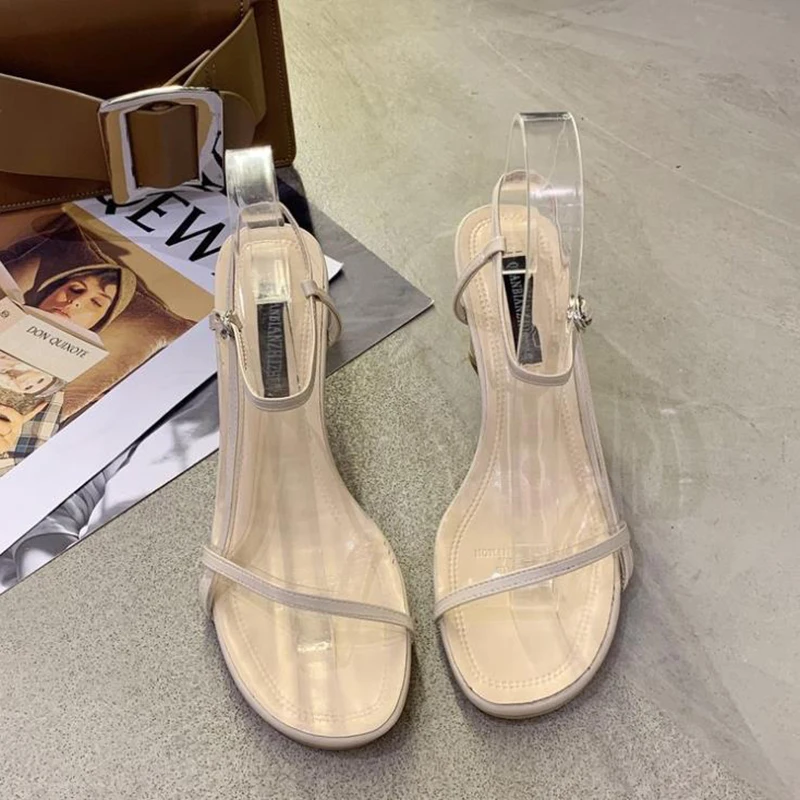 

Ladies Sandals 2021 New Summer Ladies Shoes High-heeled Gladiator Back Strap Beach Sandals Open Toe Casual Sandals