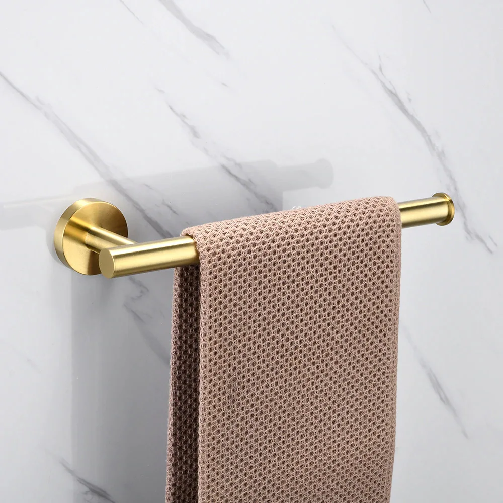 matte gold stainless steel round 304 wall mounted hand towel bar toilet paper holder robe towel hooks bathroom accessories kits free global shipping