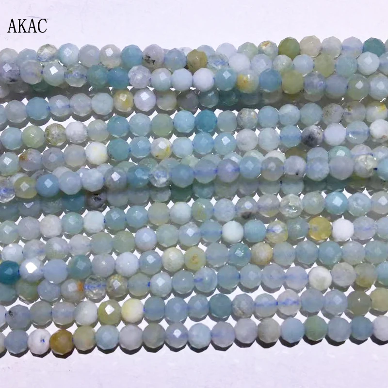 

3 нити около 3 мм, 100% натуральный Амазонит, граненые круглые бусины россыпью для самостоятельного изготовления