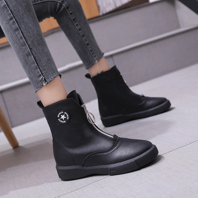 

2020 New suede leather ankle boots zipper high quality vintage winter snow boots women retro warm western snow boots