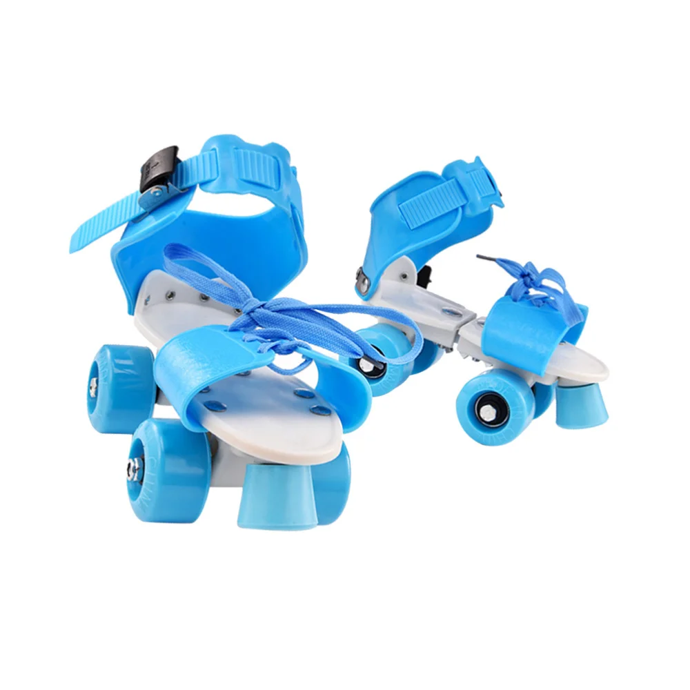 

Children Adjustable Double Row Skating Patins Four Wheels Skates Shoes Children Gifts Size 25-32 (Blue)