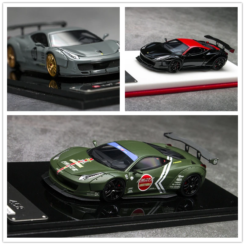 ScaleMini 1:64 Liberry Walk 458 смола серый черный/красный армейский зеленый модель