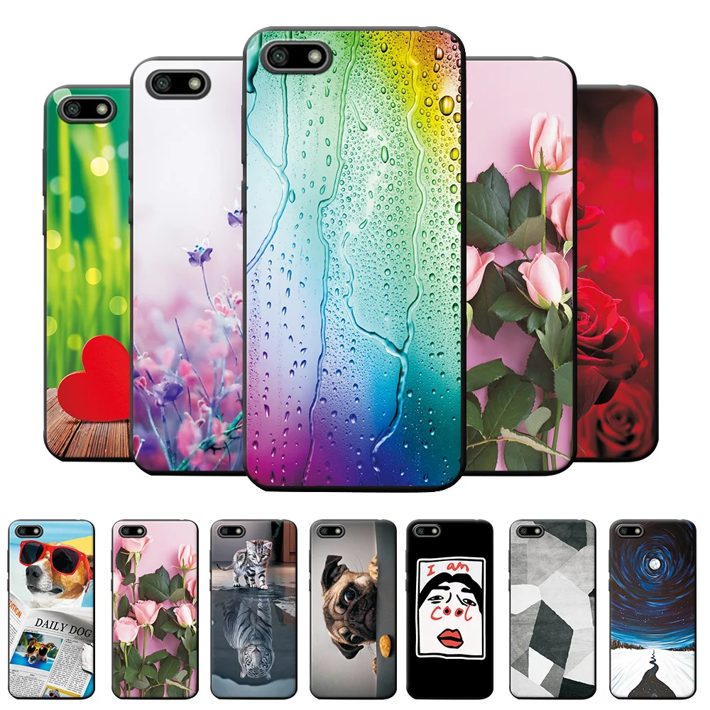 Для Huawei Honor 7A Pro Чехол 7C 7X 7S мультяшный пейзаж черный TPU чехол для 8S 8C 8X 8 9 Lite