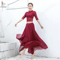 women practice clothes belly dance top half sleeve skirt long sequin set costume bellydance oriental performance 5 colors
