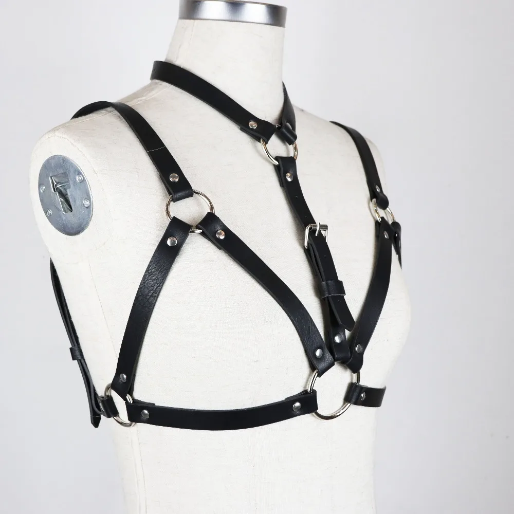 TRODEAM Women Sexy Lingerie Body Bondage Leather Harness Bra Cage Bdsm Collar Band Waist Garter Belts Suspenders Harajuku Gothic