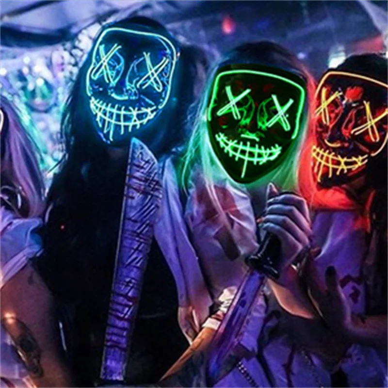 

Halloween Mask LED Maske Light Up Party Masks Neon Maska Halloween Party Cosplay Costume Supplies Masque V for Vendetta