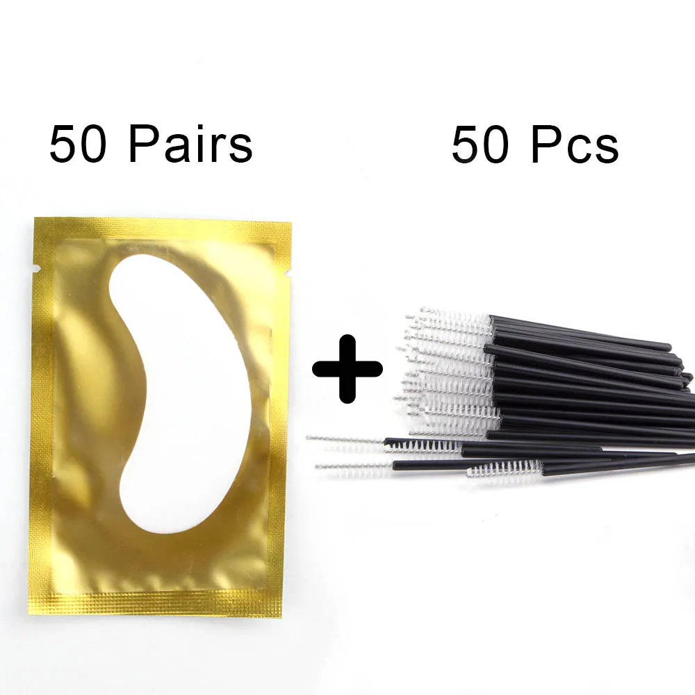 gold set5 100 шт накладки для наращивания ресниц бумажные накладки наклейки "ресницы" обертывание с 50 шт одноразовая щетка для ресниц наращивание ресниц инструменты - Цвет: gold set5