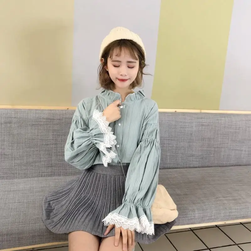 Blusas mujer de moda милые стильные осенние новые женские топы и блузки с круглым вырезом