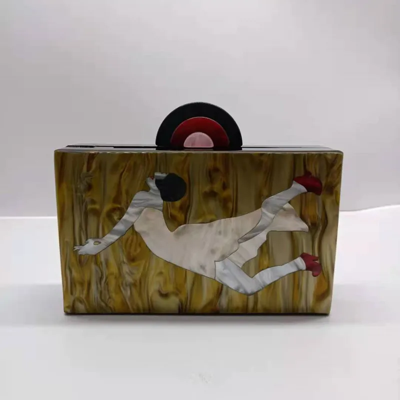 Жемчужно-коричневый с красивой леди на акриловой поверхности женские Вечерние