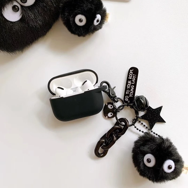 Черный чехол для наушников Totoro Briquettes силиконовый Airpods Pro ключей аксессуары