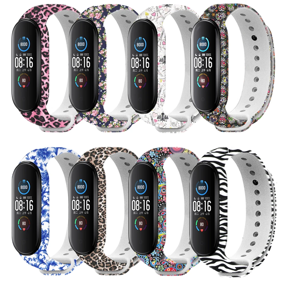 100 штук упак. Камуфляжный браслет для Xiaomi Mi Band 5 силиконовый спортивный смарт на
