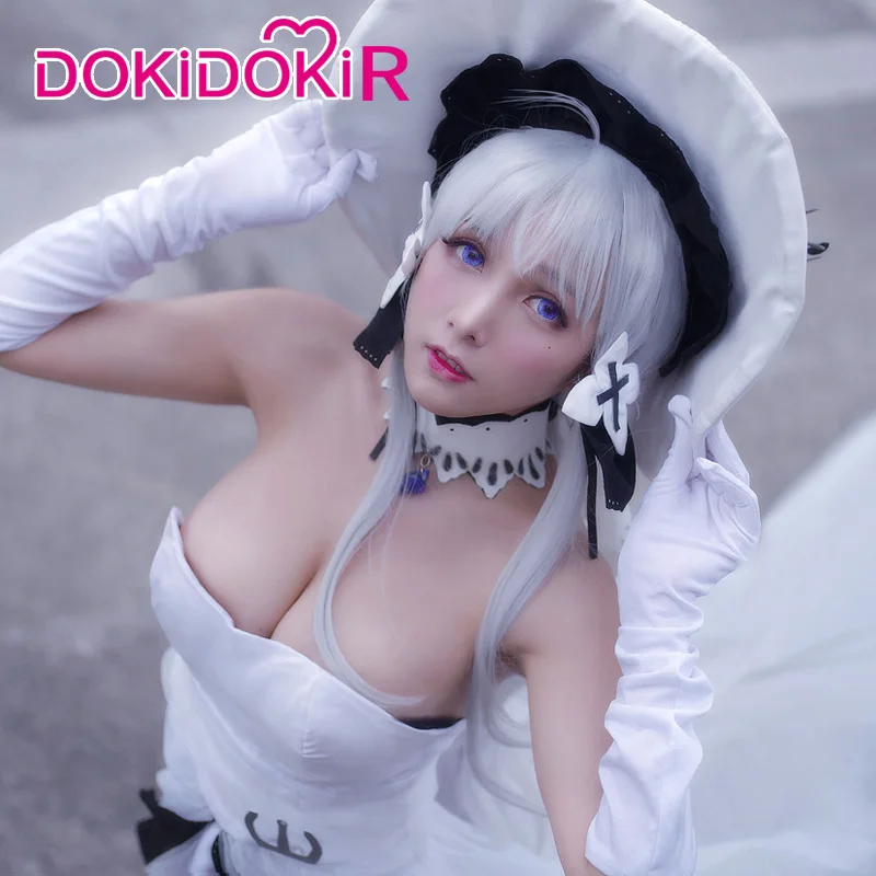 DokiDoki-R Game Azur Lane Illustrious Cosplay Costume Womem White Dress | Тематическая одежда и униформа