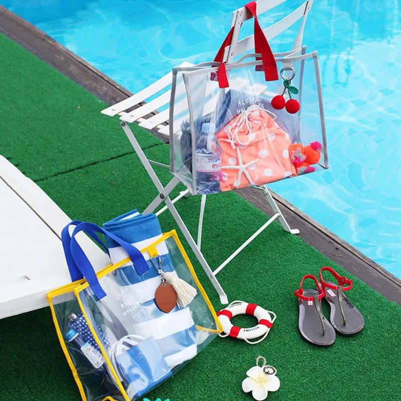 

Летняя прозрачная сумка-желе из ПВХ, женская прозрачная сумка-тоут через плечо, вместительная пластиковая сумка, водонепроницаемые женские...