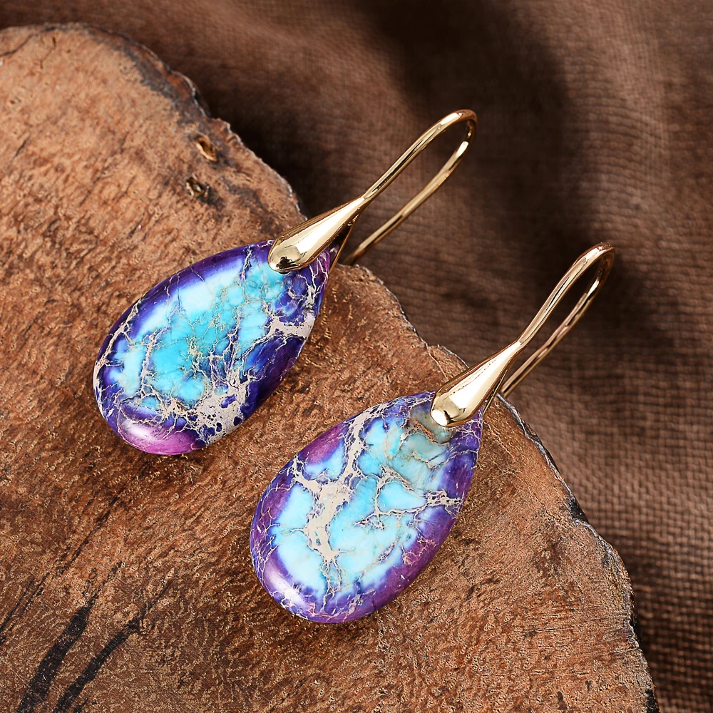 Purple jasper Water Drop Earrings
