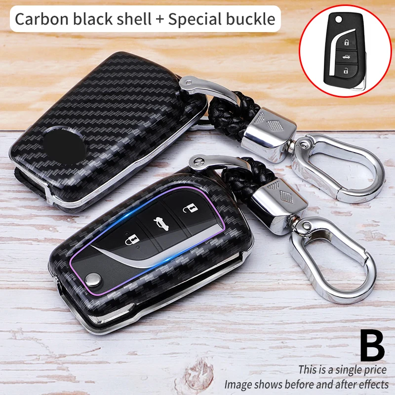 

Durable tough Fashion Remote Car Key Holder Full Cover Case For Toyota Hilux Revo Innova Rav4 Fortuner keyring carbon fiber