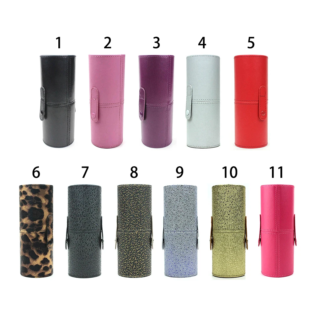 

Travel Fashion PU Leather Cosmetic Bag Case 17.6*6.8cm Shape Makeup Brush Holder Bag Toiletry Storage Box Organizer