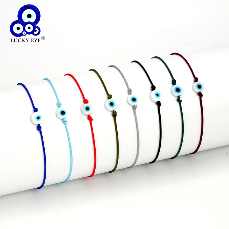 Lucky Eye Braided Blue Evil Eye Bracelet Red Blue Black Rope Chain Charm Bracelet Adjustable DIY Jewelry for Women Female EY6386
