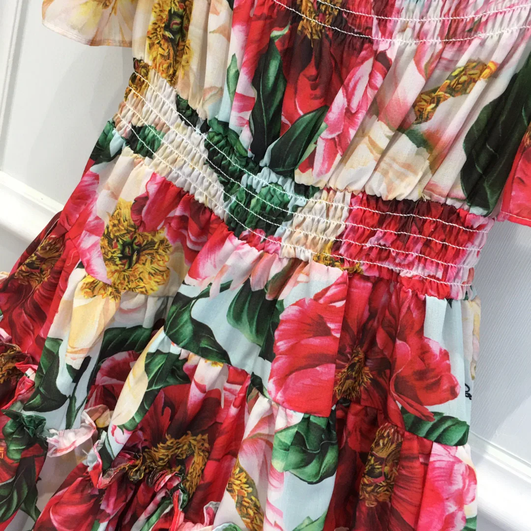 

2021 Summer kids girls dresses baby print floral ruffle retail clothes