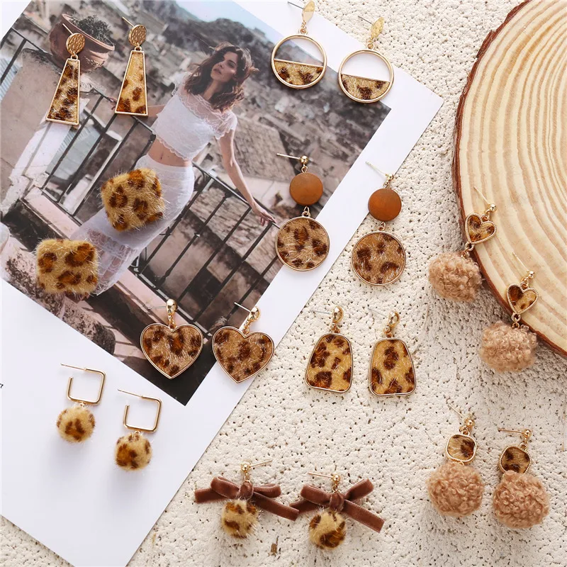 Серьги IF ME бархатные леопардовые женские Винтажные висячие украшения