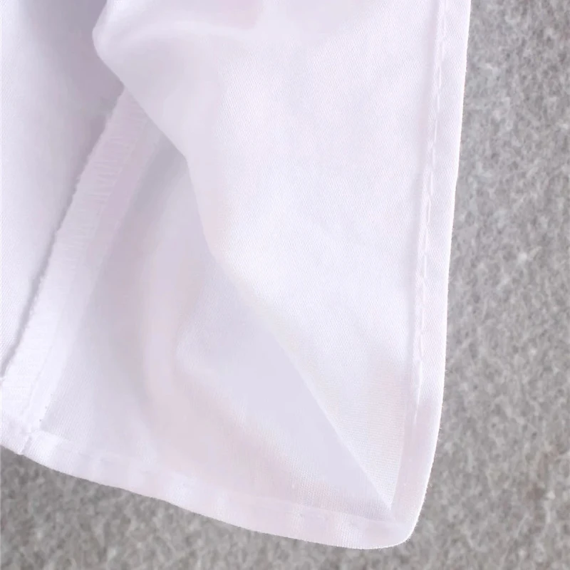 Женская короткая блузка za белая эластичная с пышными рукавами и оборками