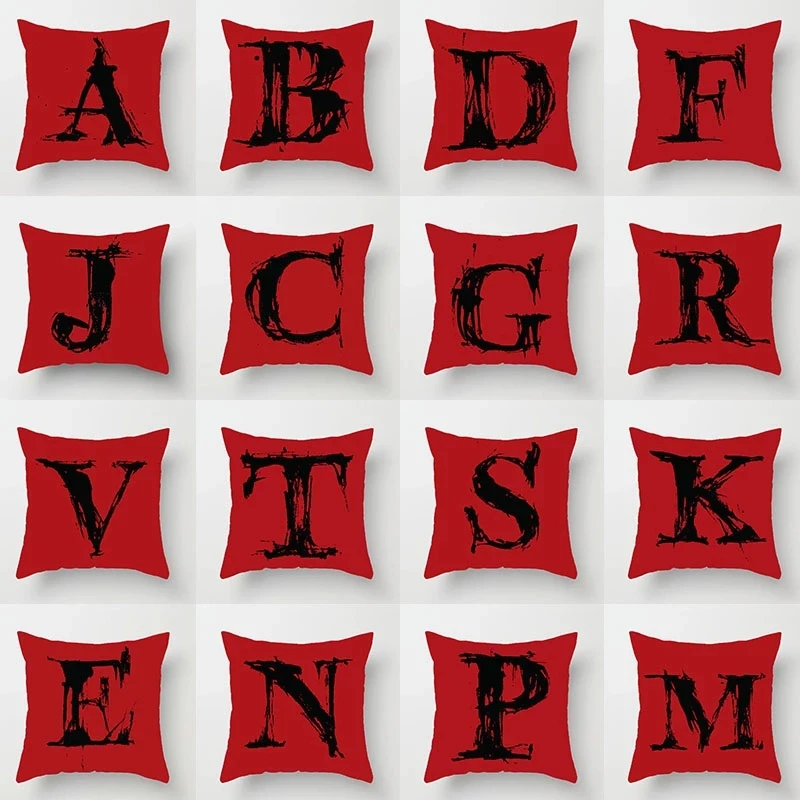 

Black Letters Cushion Cover 45x45 Red Pillowcover Sofa Cushions Decorative Throw Pillows Cover Home Decor Pillowcases Polyester