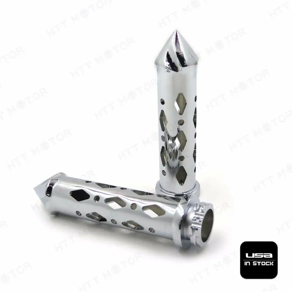 Chrome Spike Hand Grip 25mm Cnc For Kawasaki Suzuki Gsxr Honda Ninja Handlebars