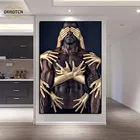 Плакаты и принты для мужчин и женщин, Африканское искусство, Черное золото, обнаженные объятия, холст, живопись, настенные художественные картины для украшения гостиной