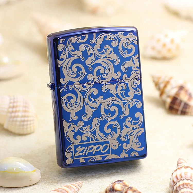 Оригинальная зажигалка Zippo медная синяя зеркальная Зажигалка для сигарет