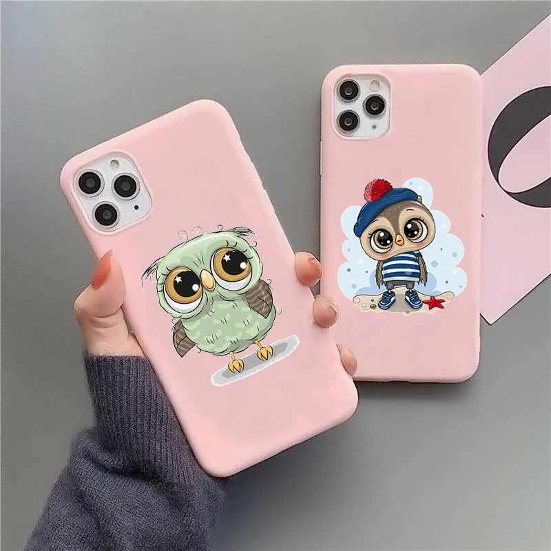 

Cartoon Girl Gifts Cute Owl lovers Phone Cover For iPhone 11 12 13 Pro Max X XS XR Max 7 8 Plus 6 SE20 Soft Silicone TPU Case