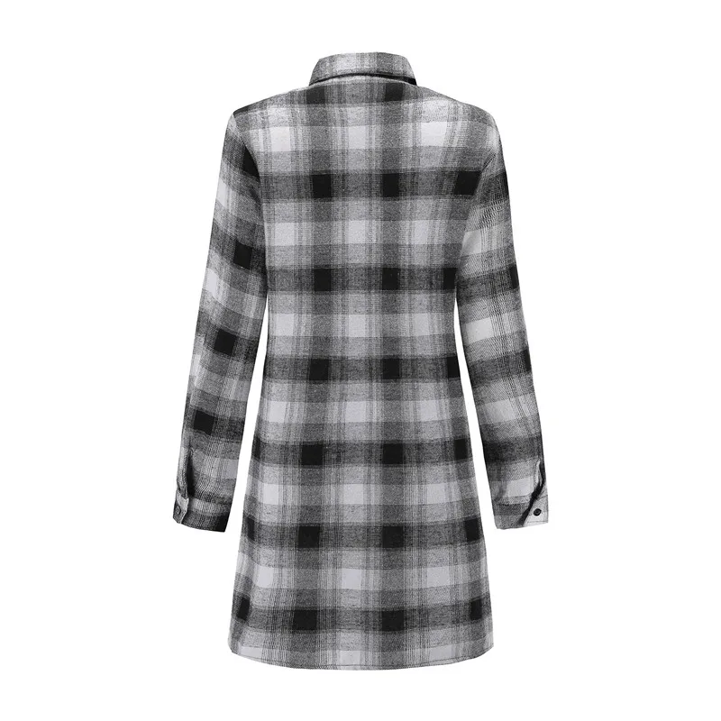 Осенняя Новая модная женская рубашка с отложным воротником и длинным рукавом