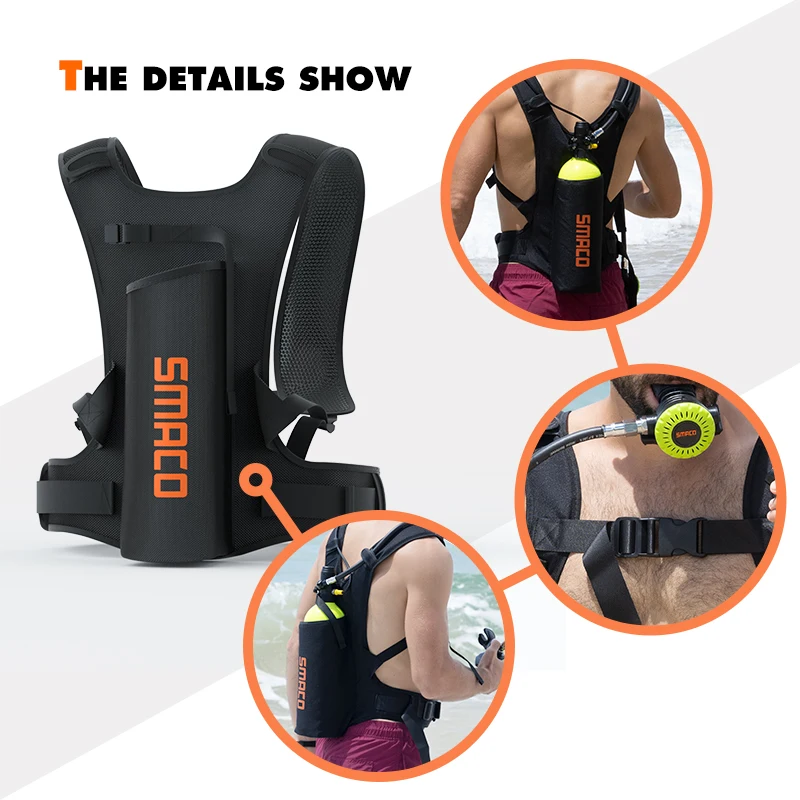 SMACO материал для подводного плавания сумка кислородной бутылки баллон наплечный