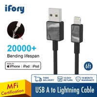 ifory mfi certificate lighting cable usb a to lighting iphone charger fast charging nylon braid 3ft 0 9m cord for iphone xs max