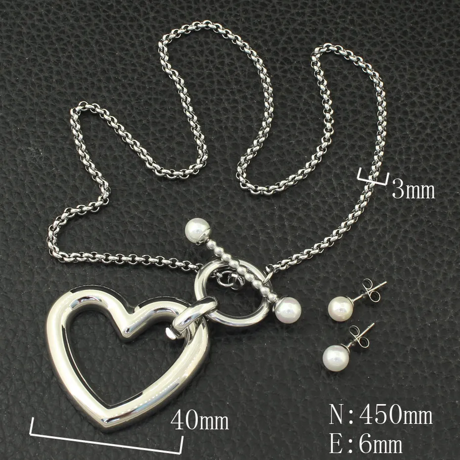 Женский ювелирный комплект из колье и сердца нержавеющей стали|Ювелирные наборы|
