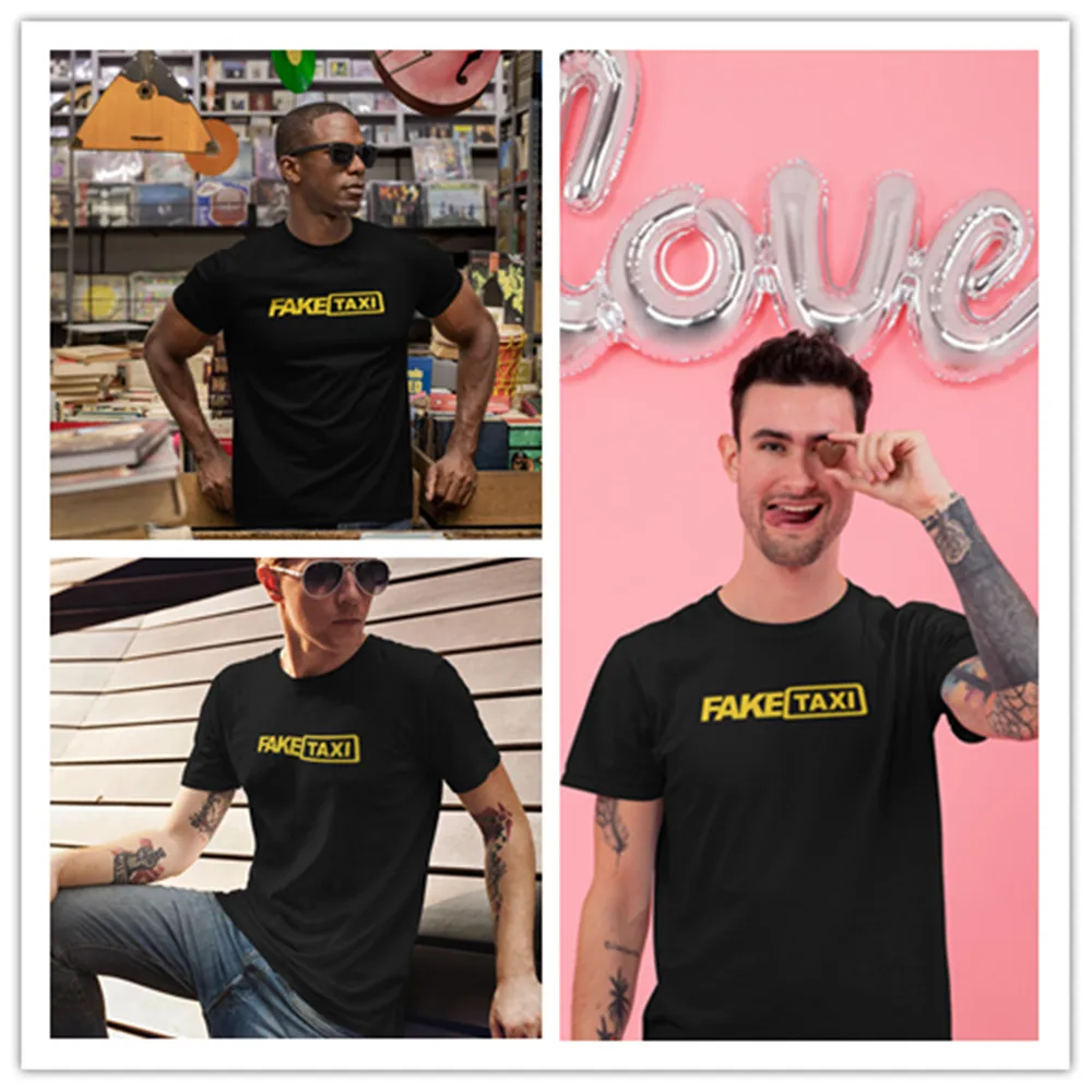 Поддельные такси Футболка мужская футболка с буквенным принтом летние Забавные