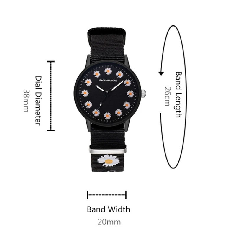 Часы наручные женские кварцевые с нейлоновым ремешком повседневные цветами и
