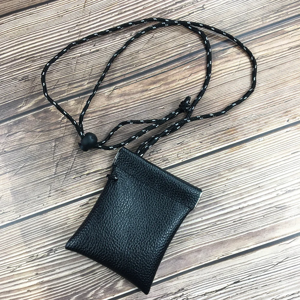 Модный однотонный кожаный ремешок кошелек для мелочи подвесной шейный женский