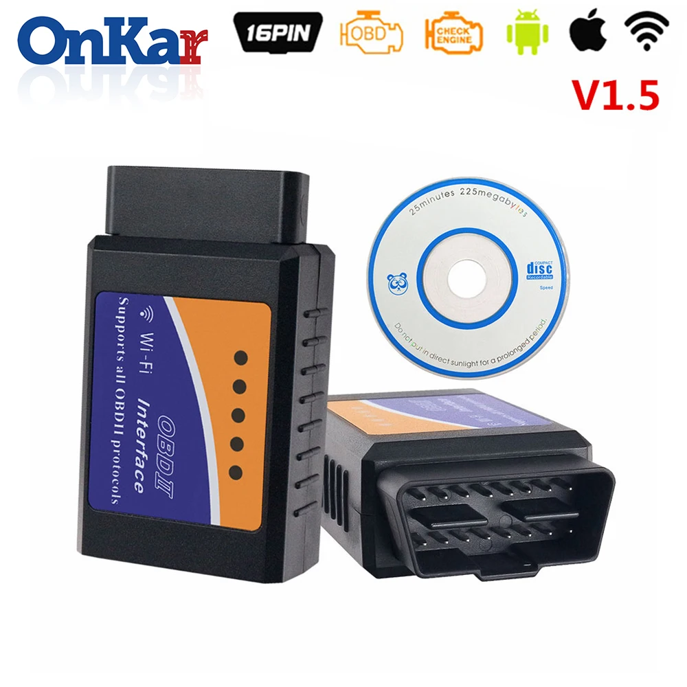 

ONKAR ELM327 WIFI OBD2 V1.5 Car Diagnostic Scanner Tool Auto Code Reader Multi-Language For iOS iphone Android Car Radio GPS