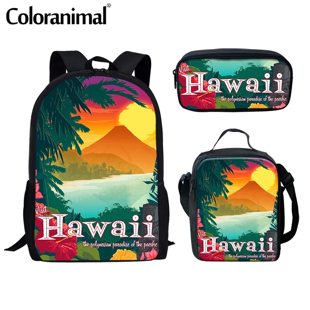 3 шт./комплект вместительные Гавайские рюкзаки с 3D-принтом | Багаж и сумки