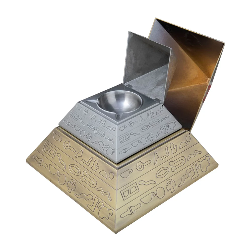 

Cigar Ashtray Egyptian Pyramids Ash Tray Gift for Boyfriend Metal Ashtrays Holder Crafts Smoking Desk Accessories Home Decor