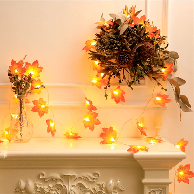 

Светильник ственные осенние кленовые листья, 2 м, 10 светодиодов