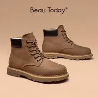 men winter boots ankle genuine cow leather lace up desert boots outdoor casual shoes for men handmade beautoday 54208
